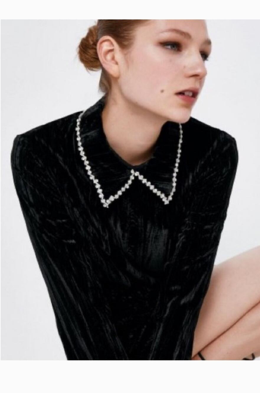 Zara Velvet long sleeve mini dress